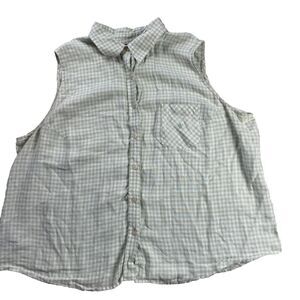 Lauren Ralph Lauren Sleeveless Button Front Shirt Womens Plaid Sz 22W Green Plus